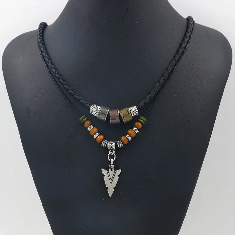 Collier tribal en similicuir 