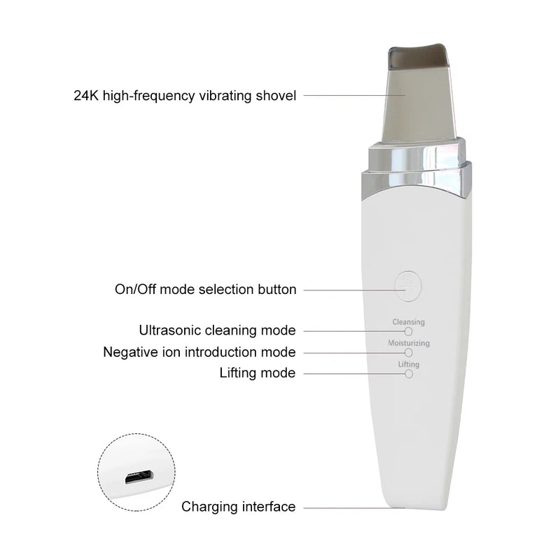 Ultrasonic exfoliator for deep cleansing and blackhead removal